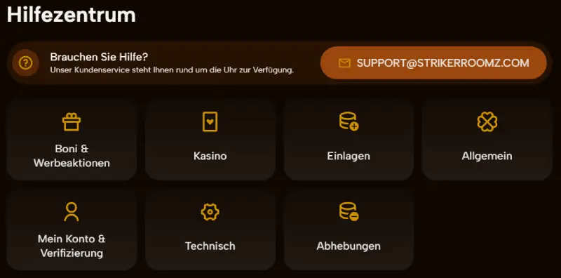 Strikerroomz Casino DE Kundenservice